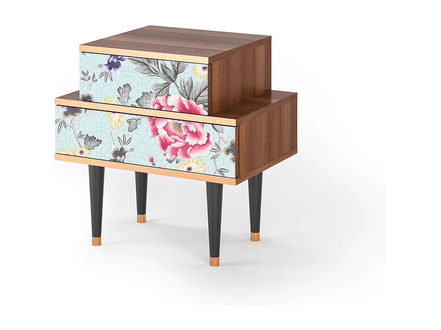 Stolik nocny - 58х58х41 cm - NS1 - Sky Garden, Orzech