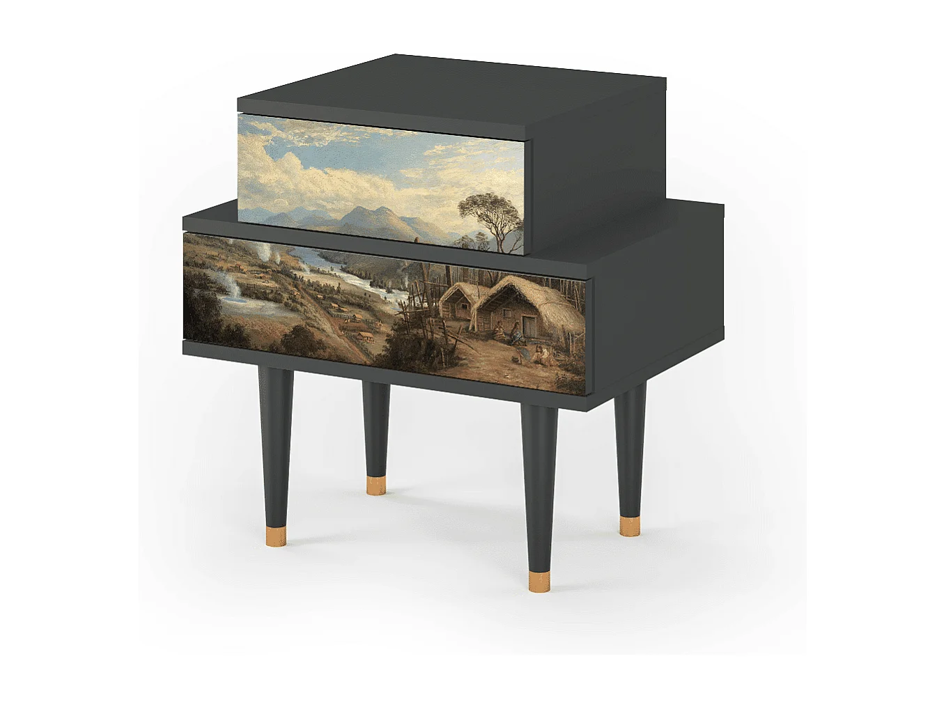 Table de nuit - 58х58х41 cm - NS1 - View Across the Plains , Anthracite