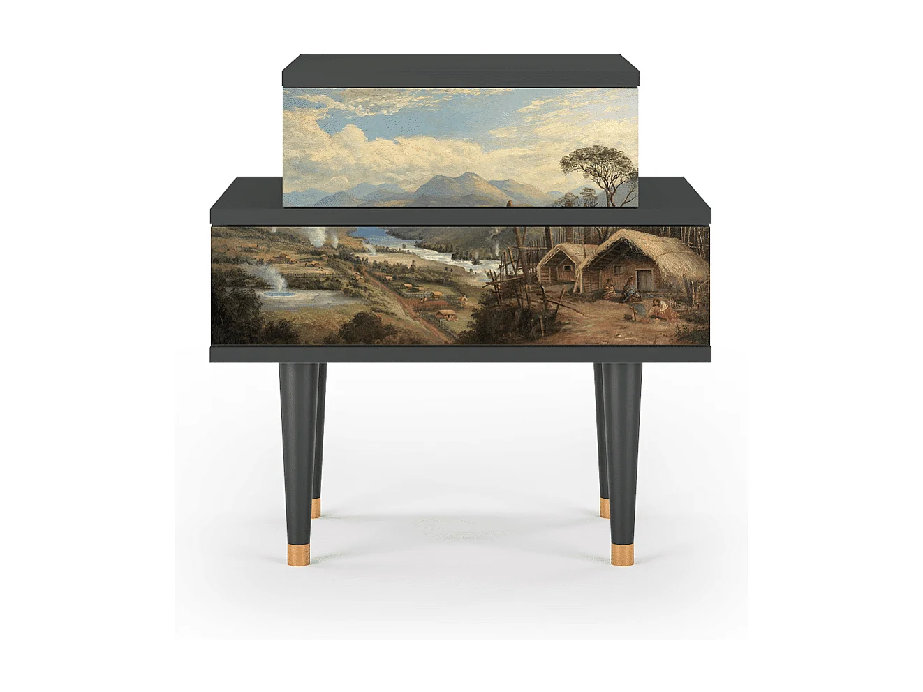 Stolik nocny - 58х58х41 cm - NS1 - View Across the Plains , Antracyt