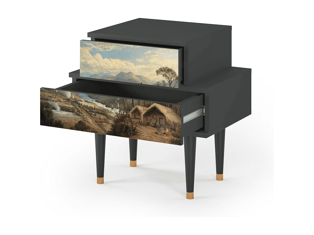 Stolik nocny - 58х58х41 cm - NS1 - View Across the Plains , Antracyt