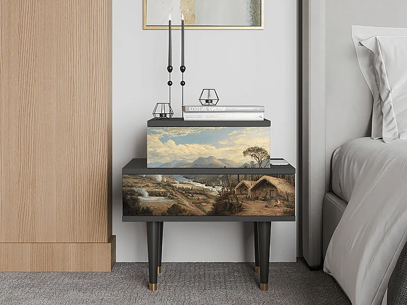 Stolik nocny - 58х58х41 cm - NS1 - View Across the Plains , Antracyt