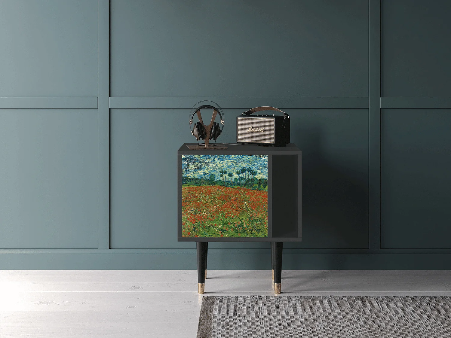 Table de nuit - 57х69х48 cm - S2 - Poppy field by van Gogh, Anthracite