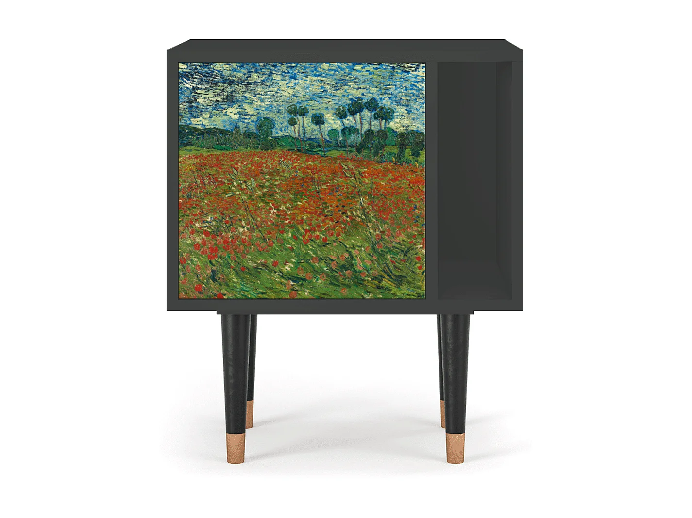 Table de nuit - 57х69х48 cm - S2 - Poppy field by van Gogh, Anthracite