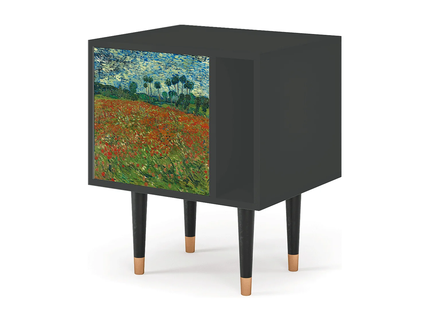 Table de nuit - 57х69х48 cm - S2 - Poppy field by van Gogh, Anthracite