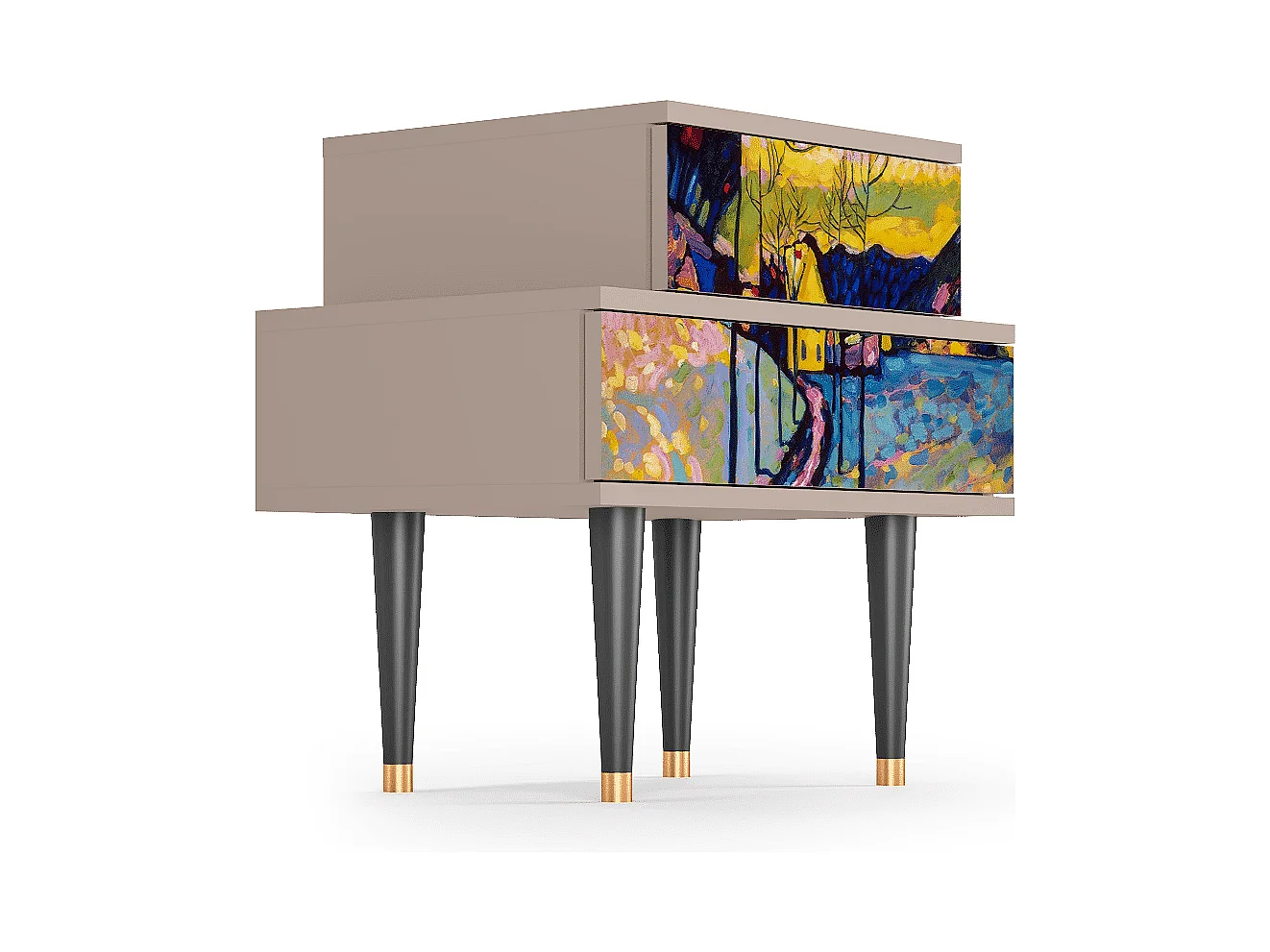 Stolik nocny - 58х58х41 cm - NS1 - Winter Landscape, Latte