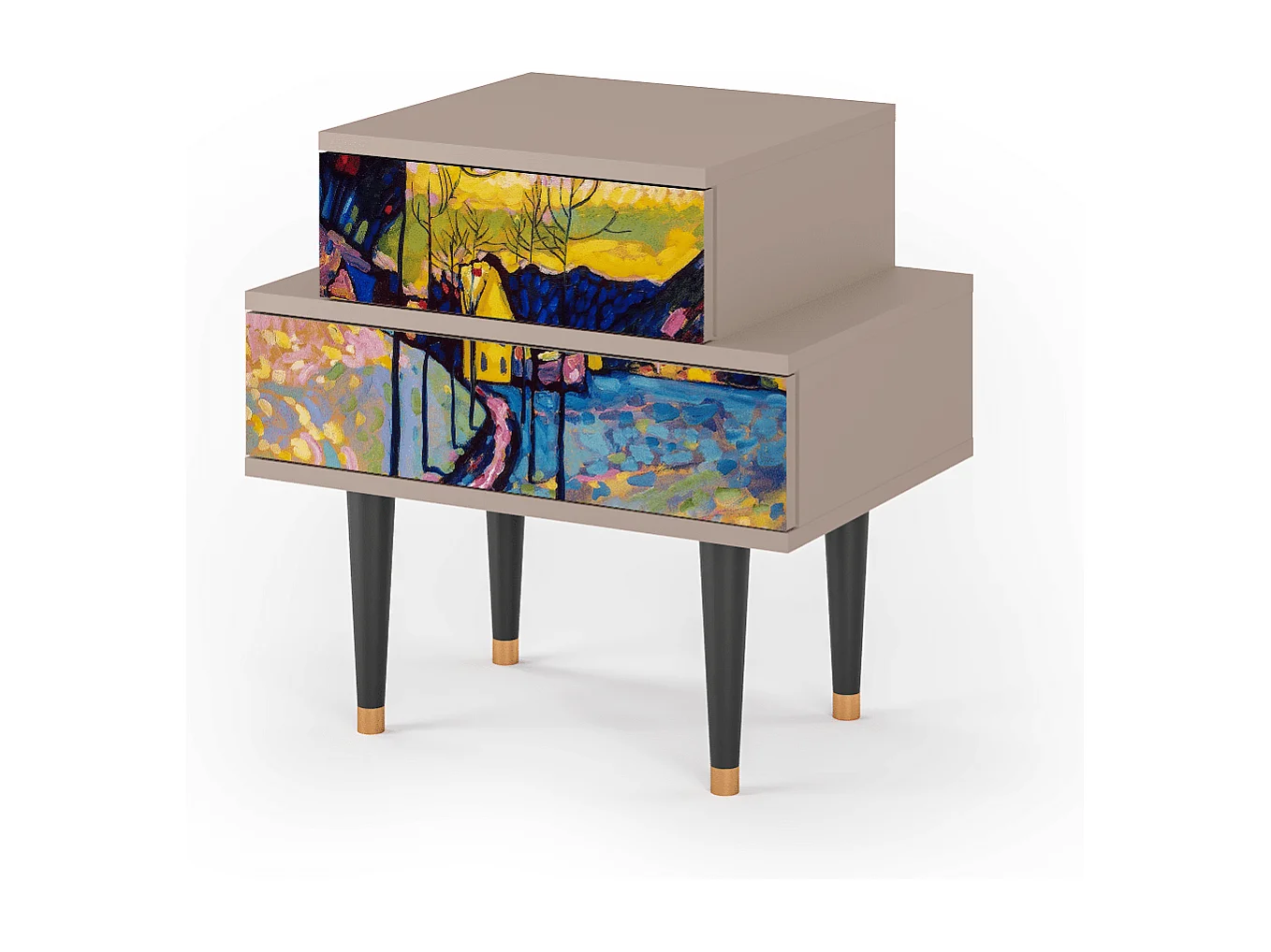 Stolik nocny - 58х58х41 cm - NS1 - Winter Landscape, Latte