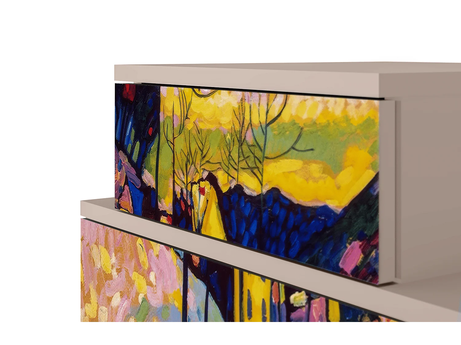 Stolik nocny - 58х58х41 cm - NS1 - Winter Landscape, Latte