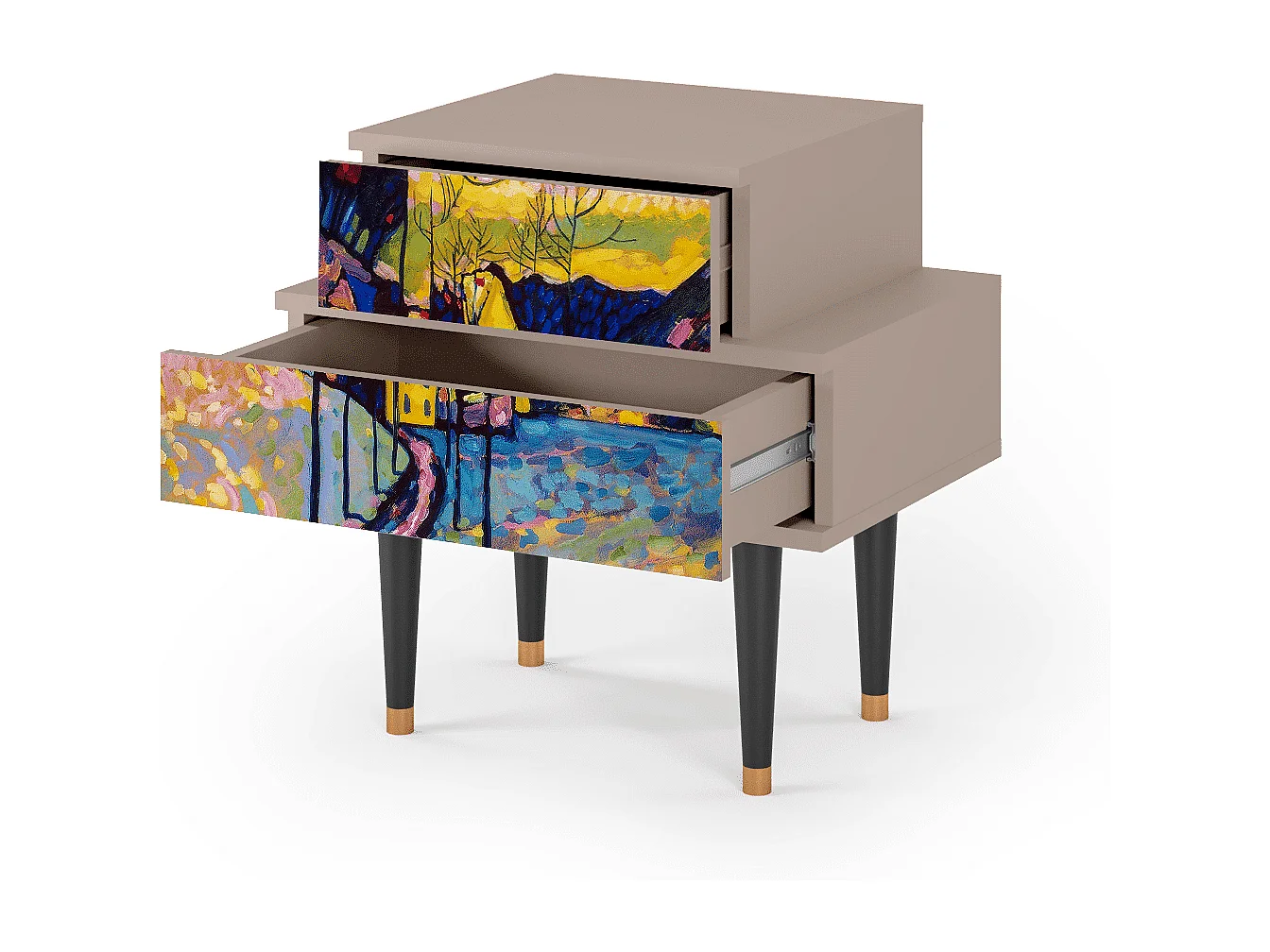 Stolik nocny - 58х58х41 cm - NS1 - Winter Landscape, Latte