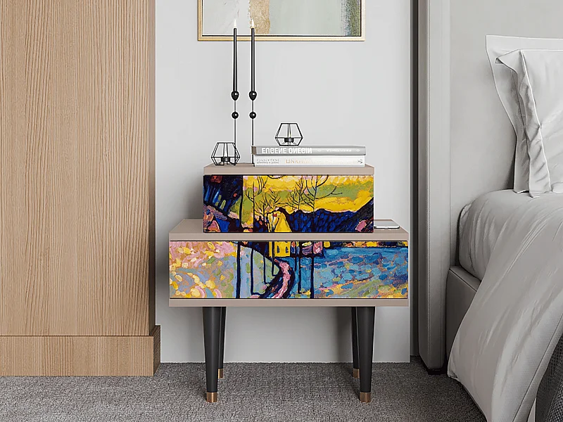 Stolik nocny - 58х58х41 cm - NS1 - Winter Landscape, Latte