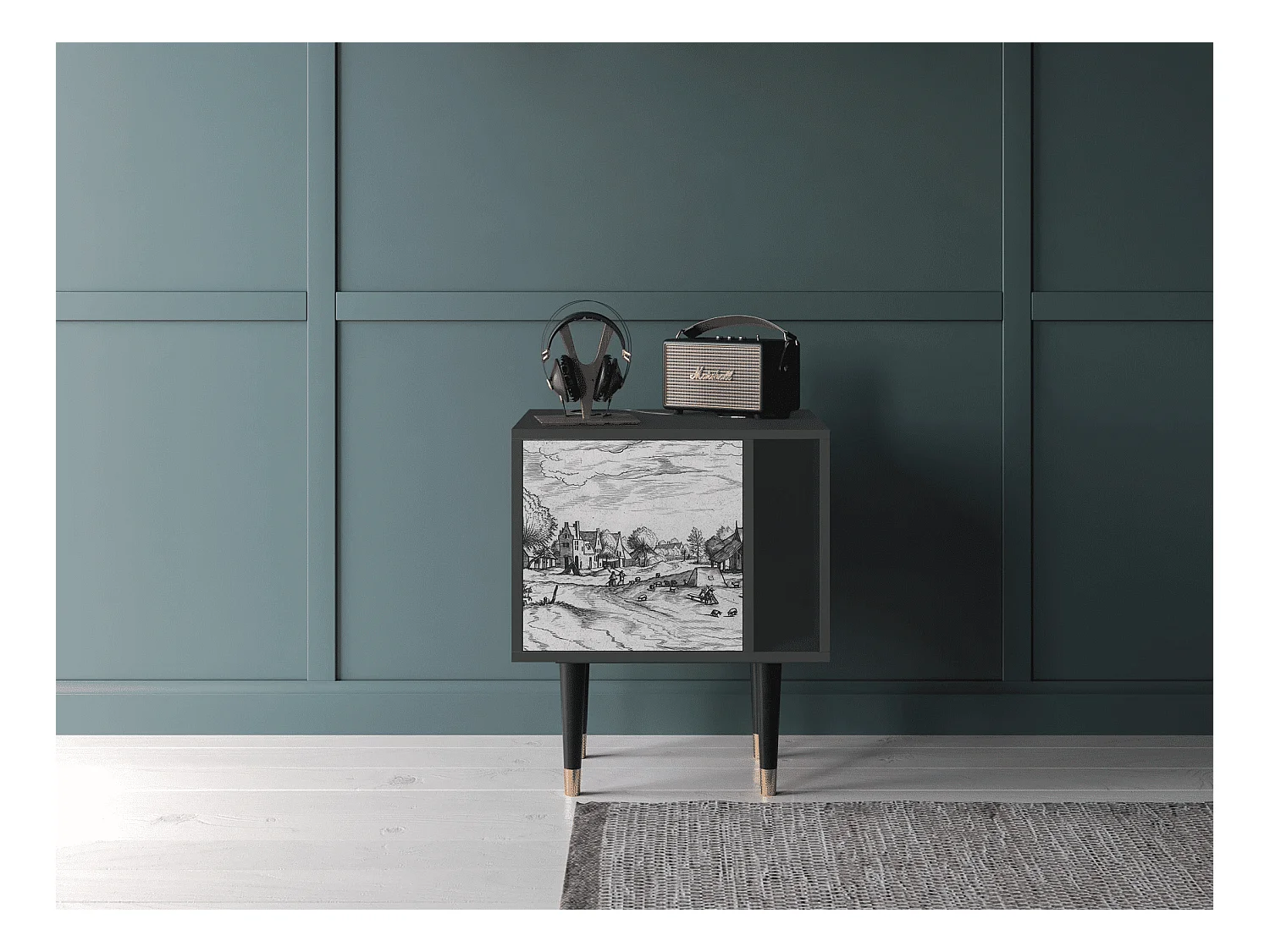 Nachttisch - 57х69х48 cm - S2 - Country Village, Anthrazit