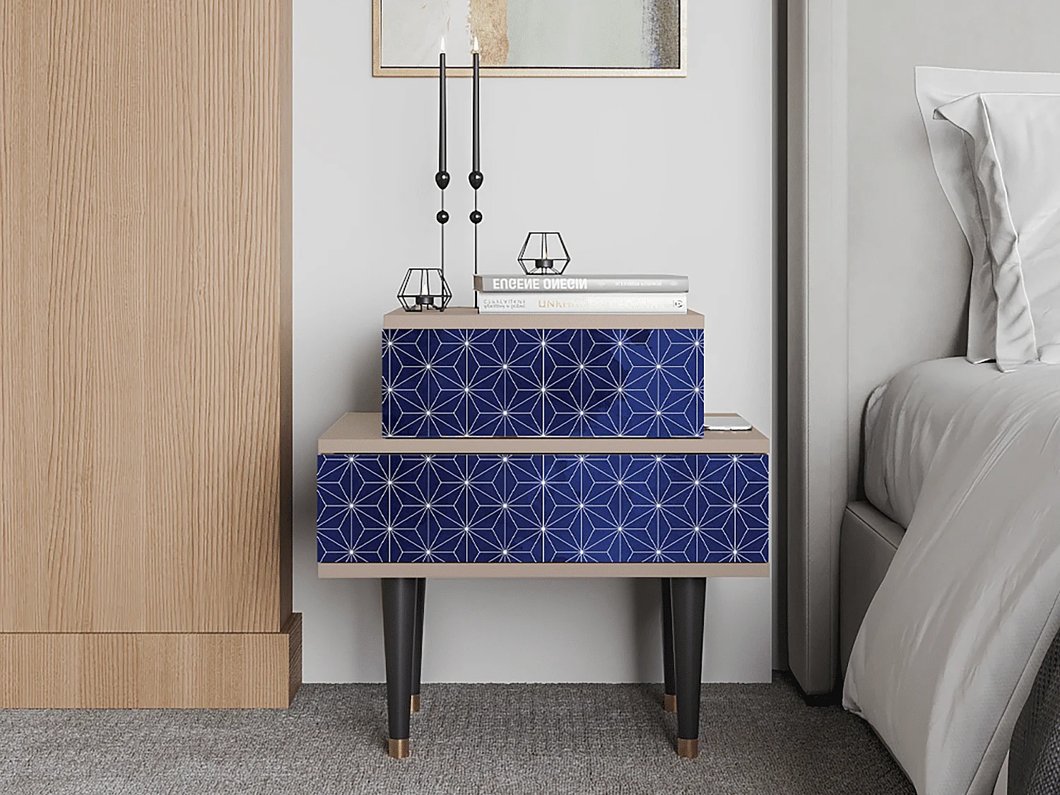 Nachtkastje - 58х58х41 cm - NS1 - Milky Way, Latte