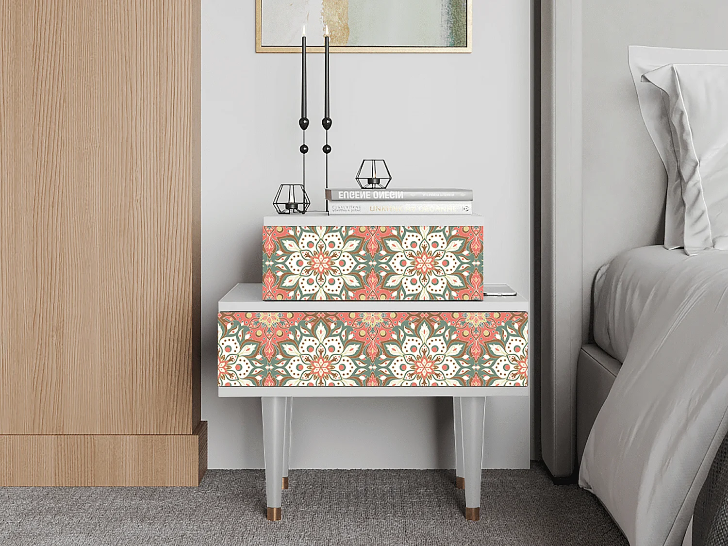 Nachtkastje - 58х58х41 cm - NS1 - Peach Grove, Wit