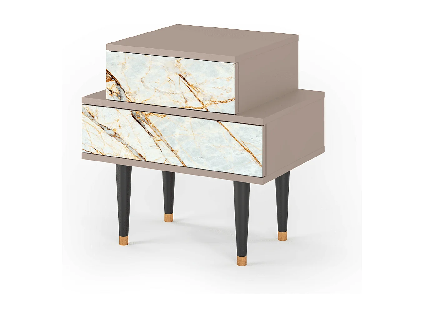 Stolik nocny - 58х58х41 cm - NS1 - Piaskowyy Marble, Latte