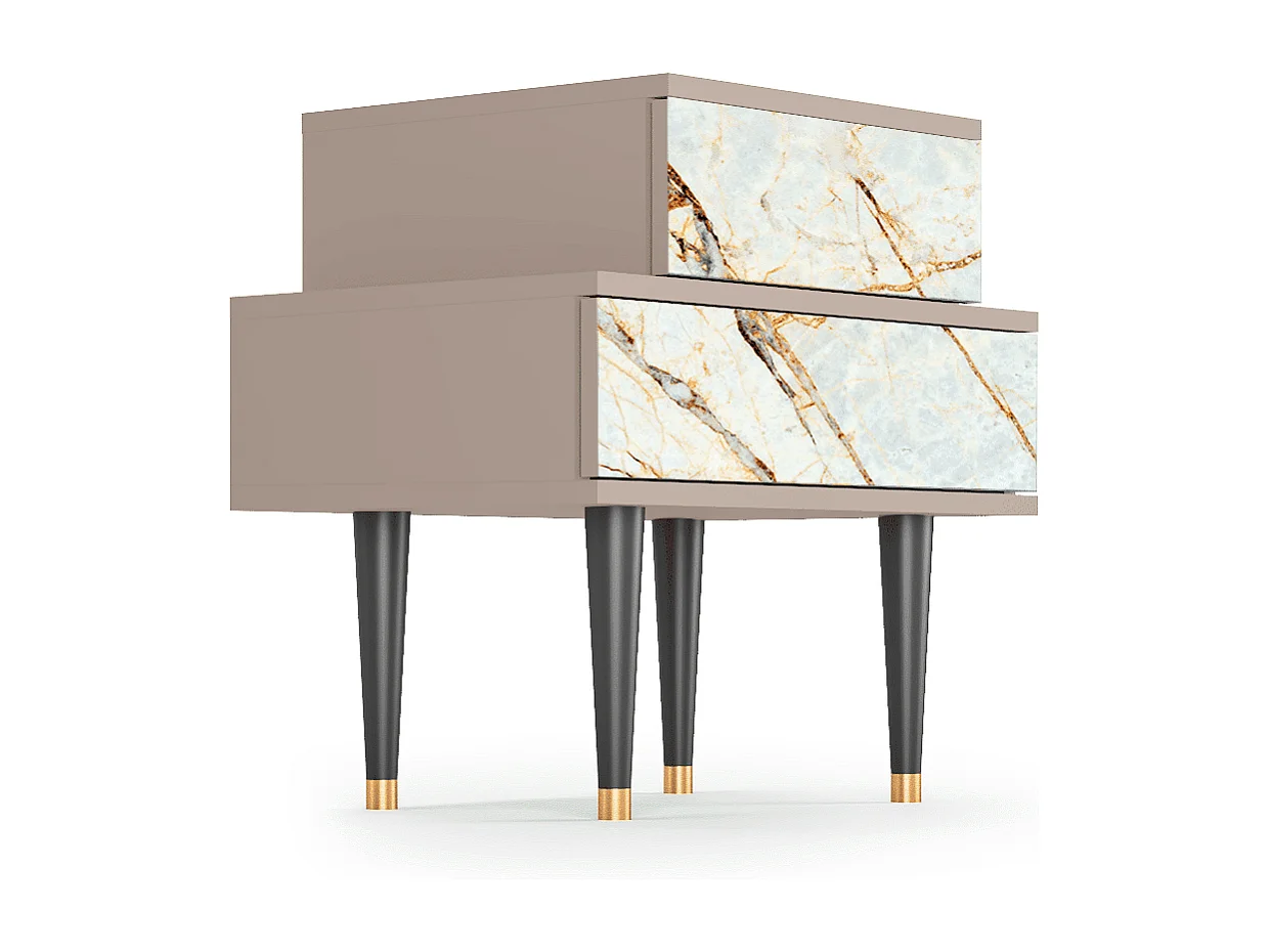 Stolik nocny - 58х58х41 cm - NS1 - Piaskowyy Marble, Latte