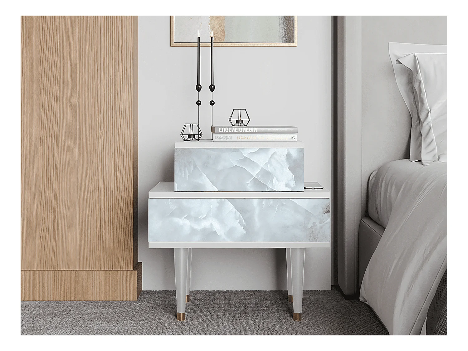Nachttisch - 58х58х41 cm - NS1 - The Onyx, Weiß