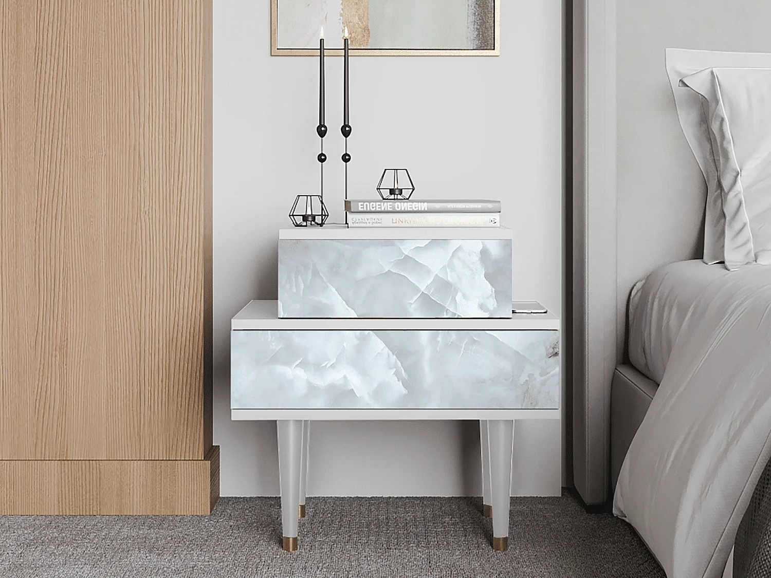 Table de nuit - 58х58х41 cm - NS1 - The Onyx, Blanc