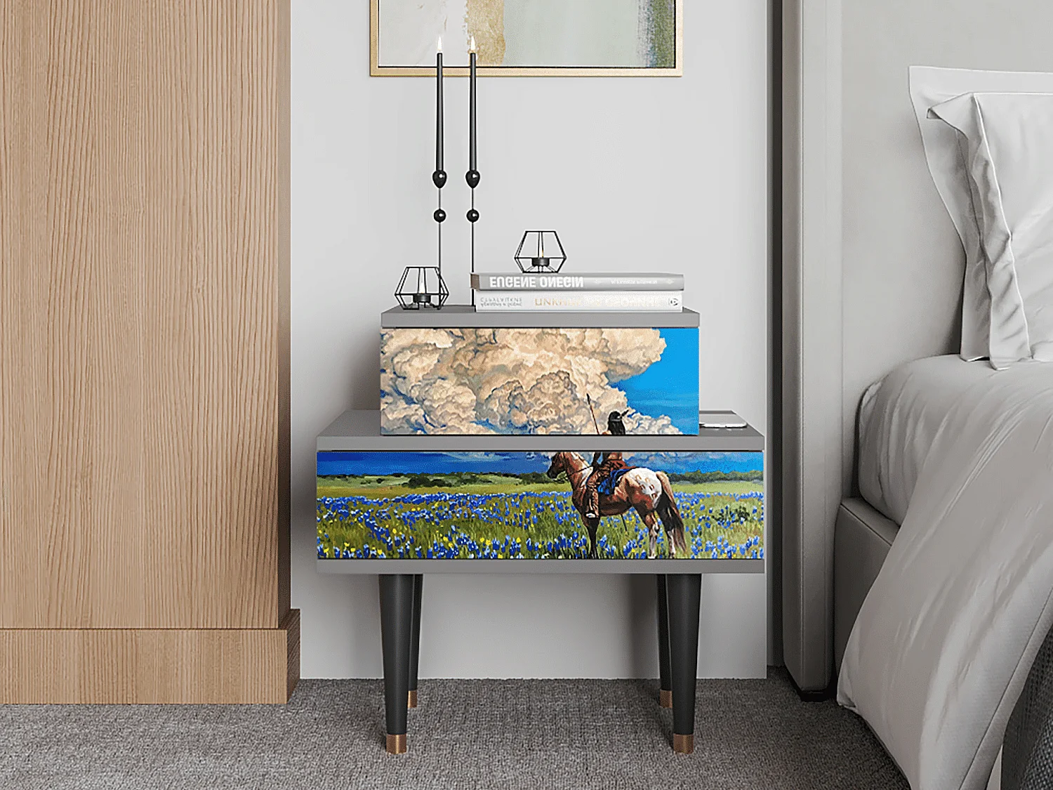 Table de nuit - 58х58х41 cm - NS1 - Thunderheads by Dean, Gris