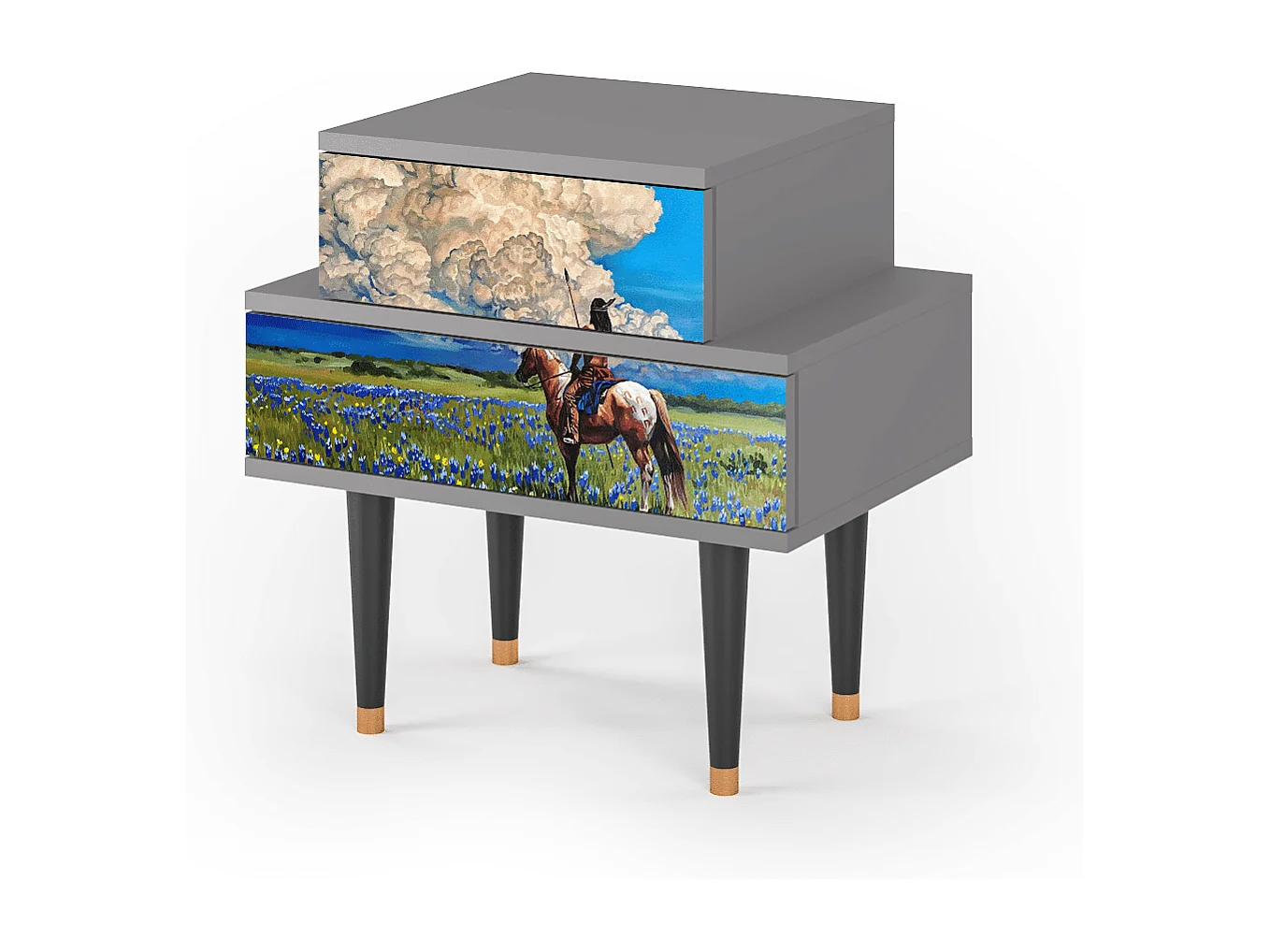 Table de nuit - 58х58х41 cm - NS1 - Thunderheads by Dean, Gris