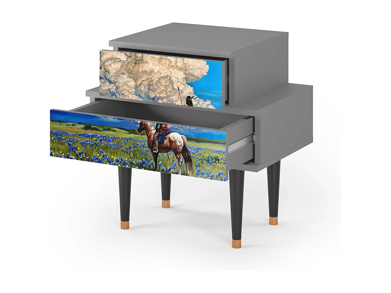 Table de nuit - 58х58х41 cm - NS1 - Thunderheads by Dean, Gris