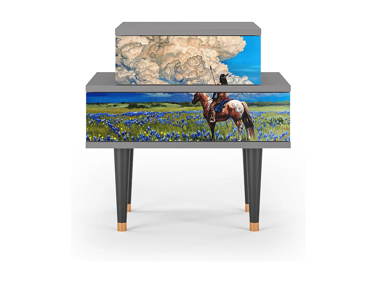 Stolik nocny - 58х58х41 cm - NS1 - Thunderheads by Dean, Szary