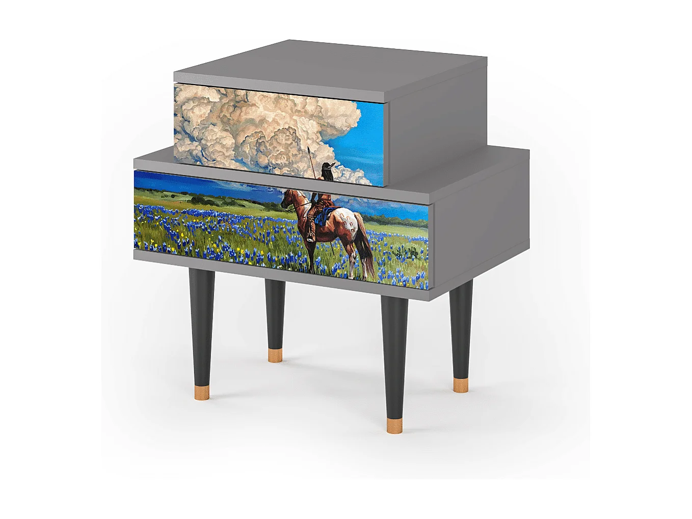 Stolik nocny - 58х58х41 cm - NS1 - Thunderheads by Dean, Szary