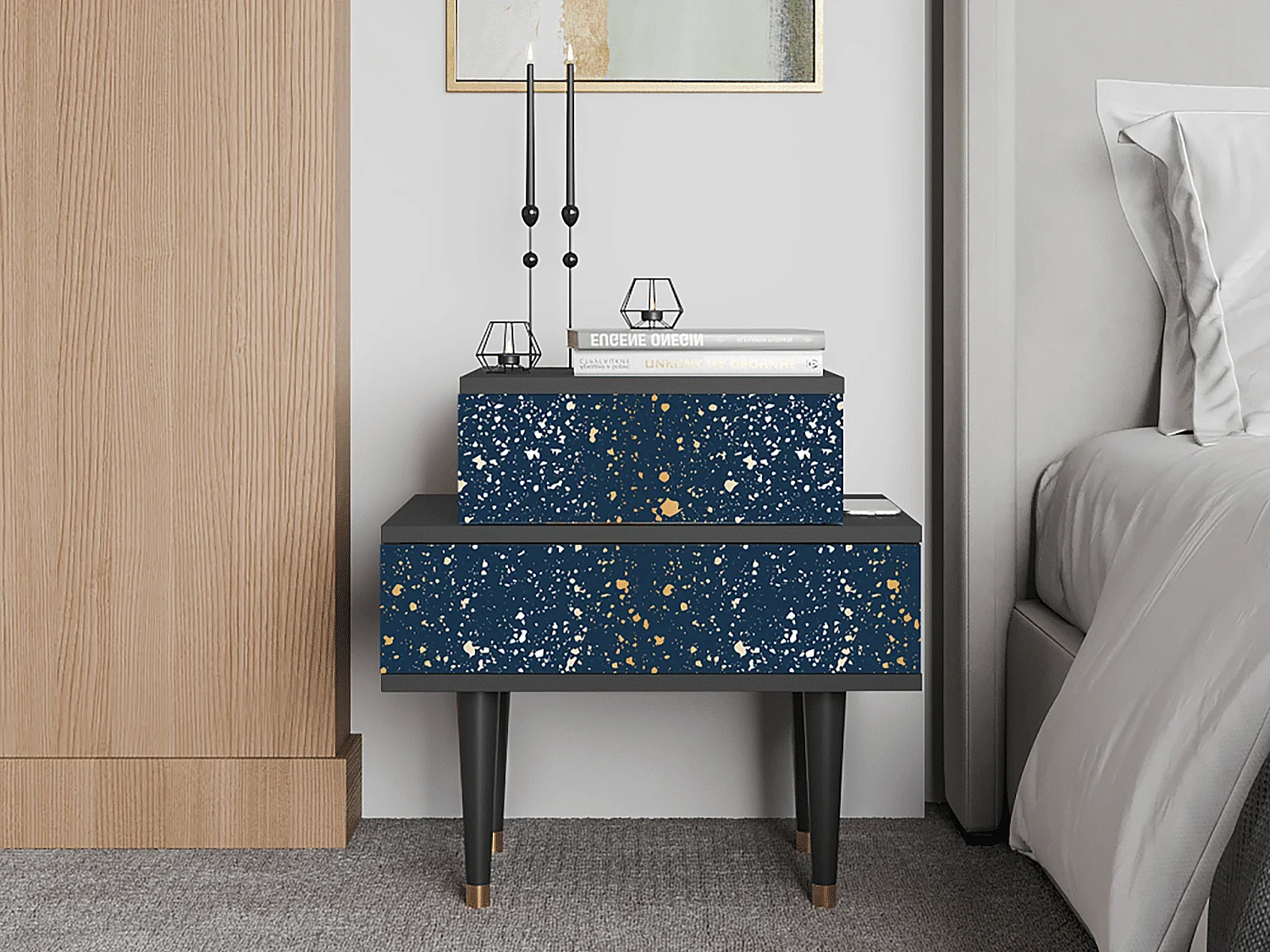 Mesita de noche - 58х58х41 cm - NS1 - Starfall, Antracita