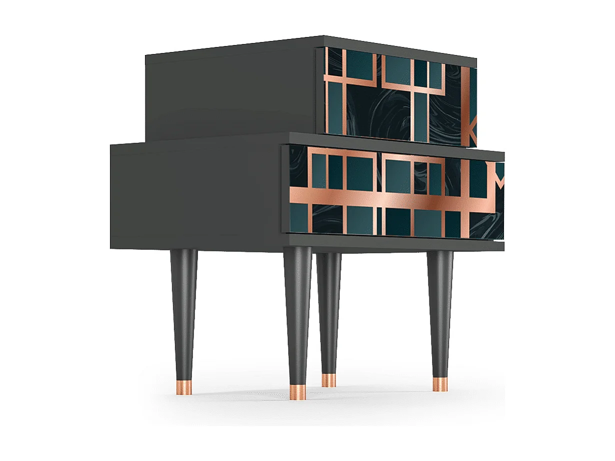 Table de nuit - 58х58х41 cm - NS1 - Emerald Metro, Anthracite