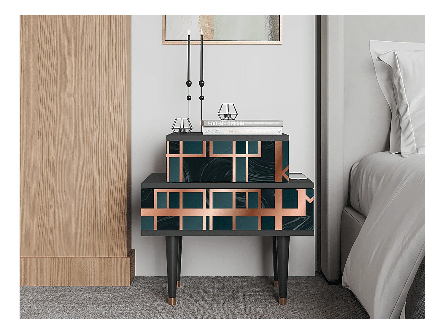 Comodino - 58х58х41 cm - NS1 - Emerald Metro, Antracite