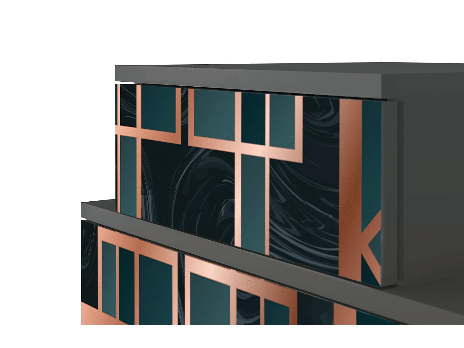 Table de nuit - 58х58х41 cm - NS1 - Emerald Metro, Anthracite