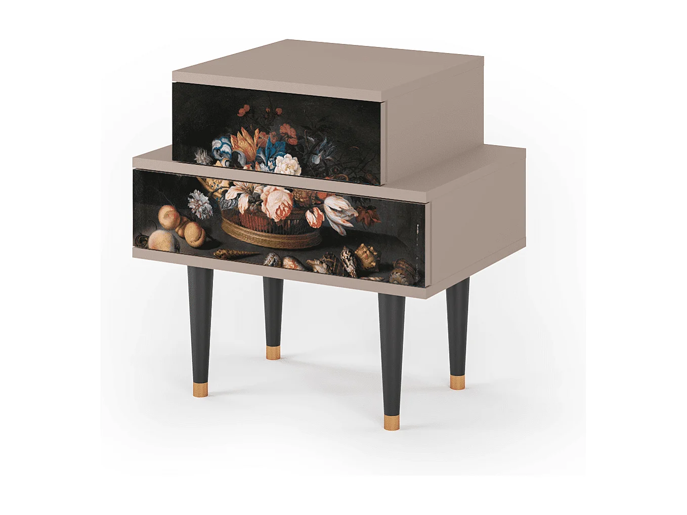 Nachtkastje - 58х58х41 cm - NS1 - Still Life with Flowers, Latte