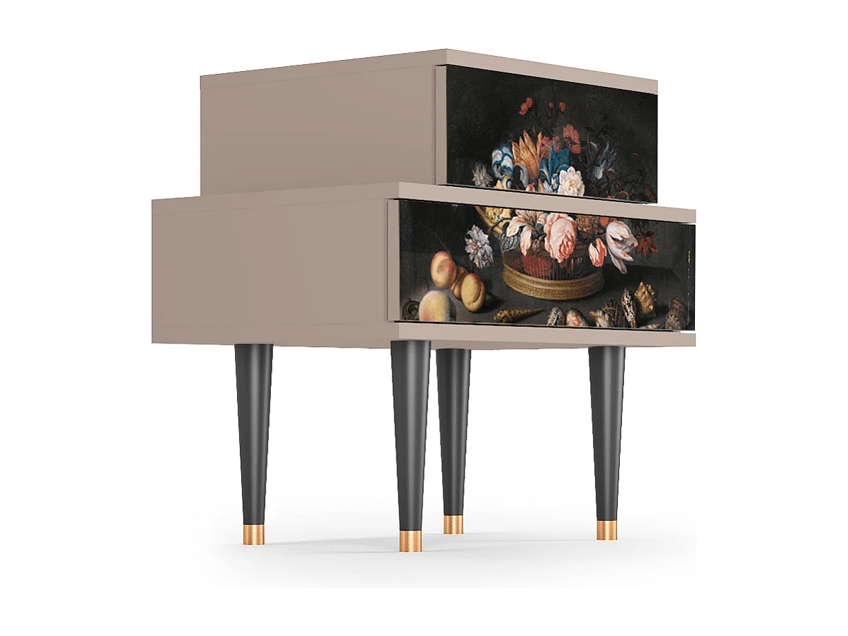 Nachtkastje - 58х58х41 cm - NS1 - Still Life with Flowers, Latte