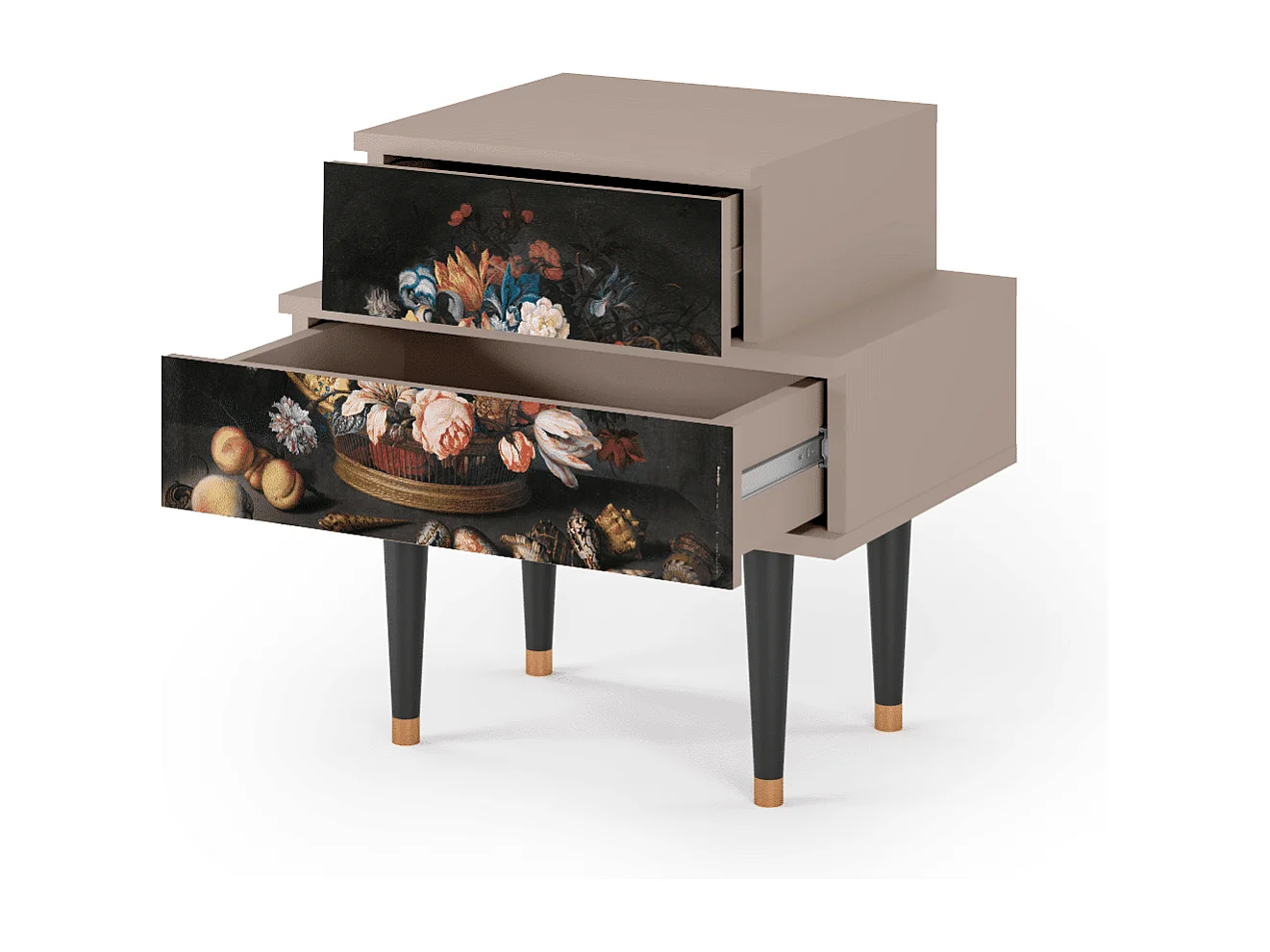 Nachtkastje - 58х58х41 cm - NS1 - Still Life with Flowers, Latte