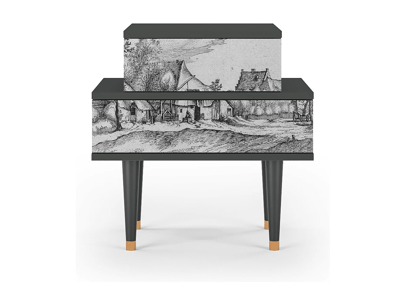 Nachttisch - 58х58х41 cm - NS1 - Farms in a Village, Anthrazit