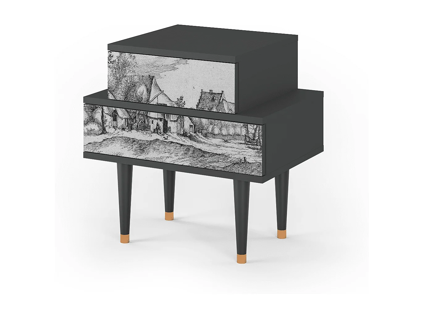 Nachttisch - 58х58х41 cm - NS1 - Farms in a Village, Anthrazit