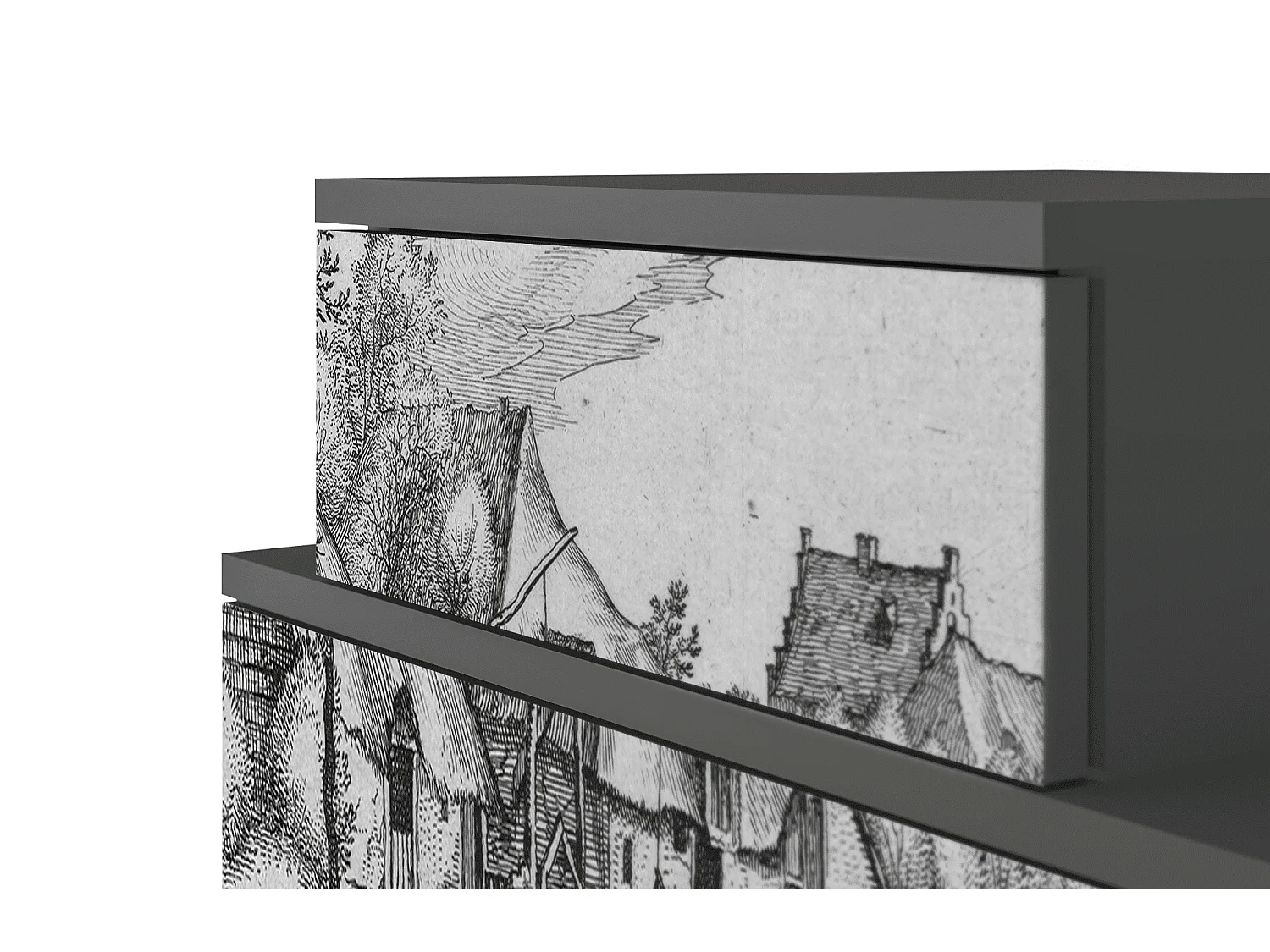 Nachttisch - 58х58х41 cm - NS1 - Farms in a Village, Anthrazit