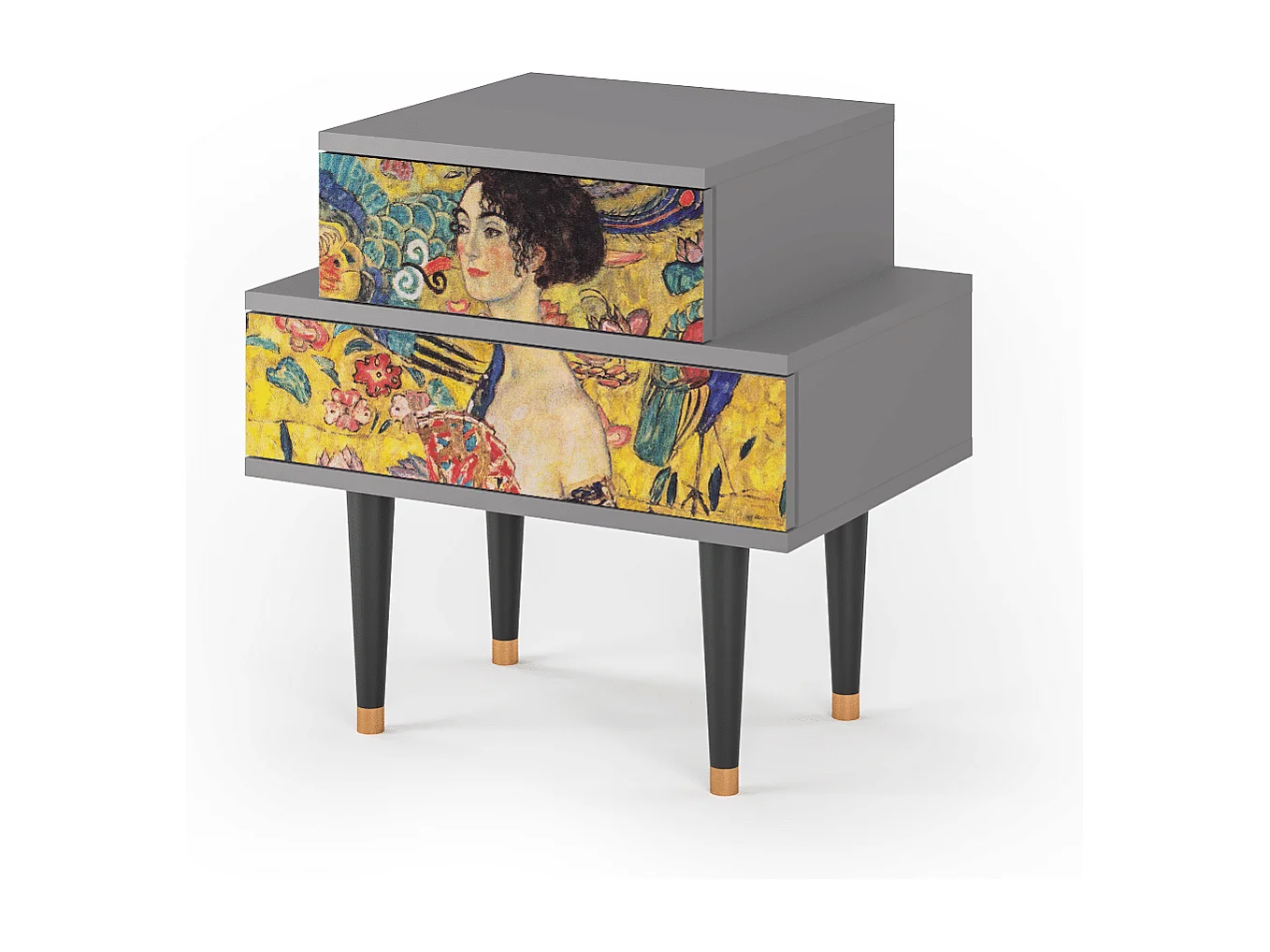 Table de nuit - 58х58х41 cm - NS1 - Lady with Fan by Klimt, Gris