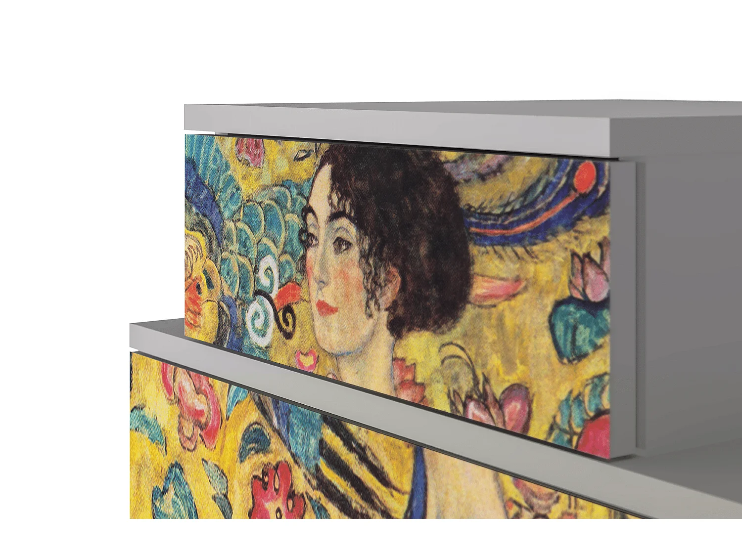 Stolik nocny - 58х58х41 cm - NS1 - Lady with Fan by Klimt, Szary