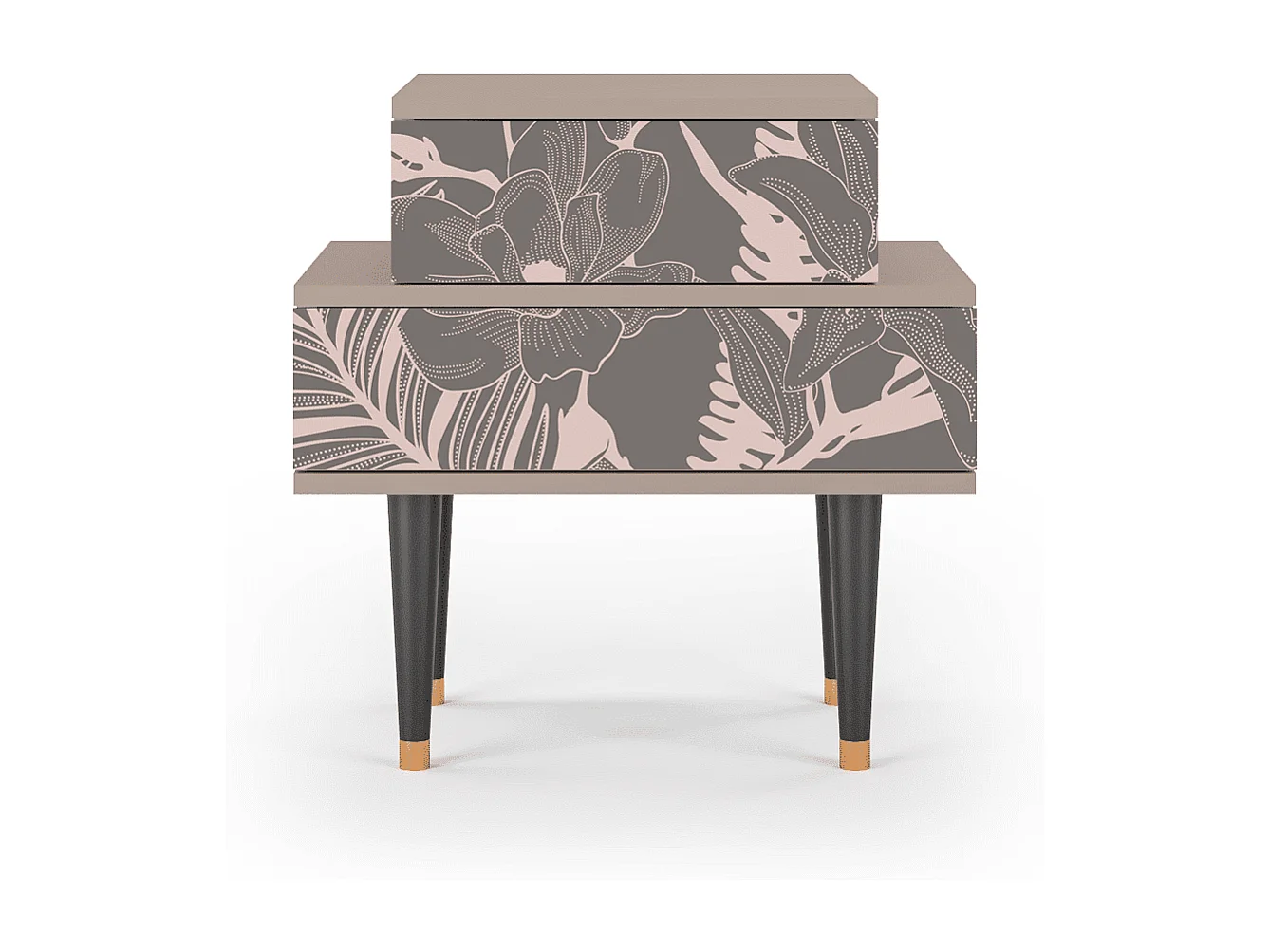 Table de nuit - 58х58х41 cm - NS1 - Issabelline Flower, Latte