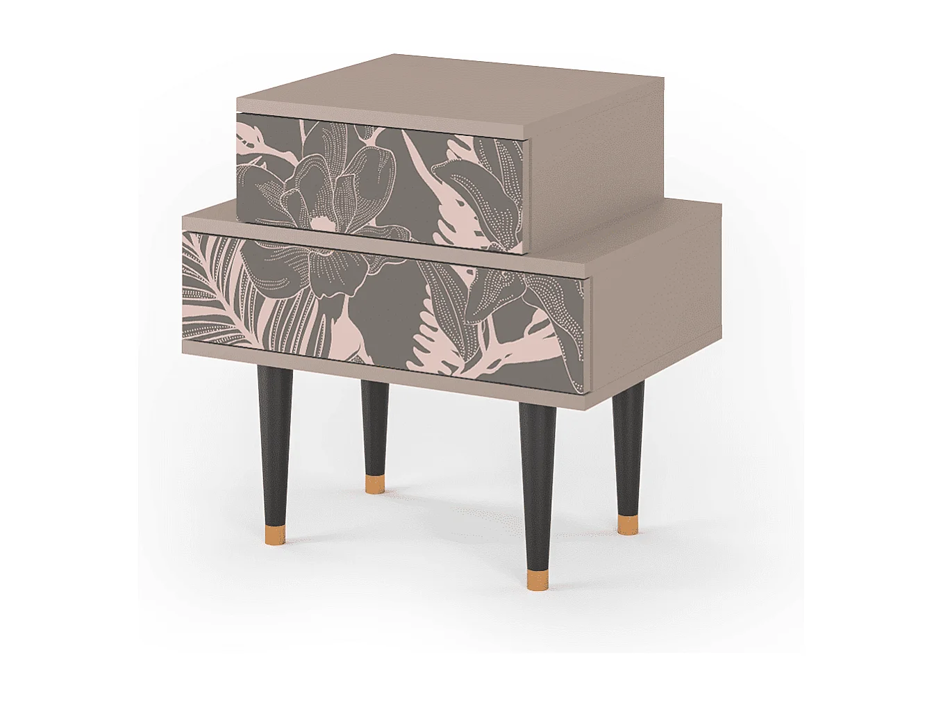 Table de nuit - 58х58х41 cm - NS1 - Issabelline Flower, Latte