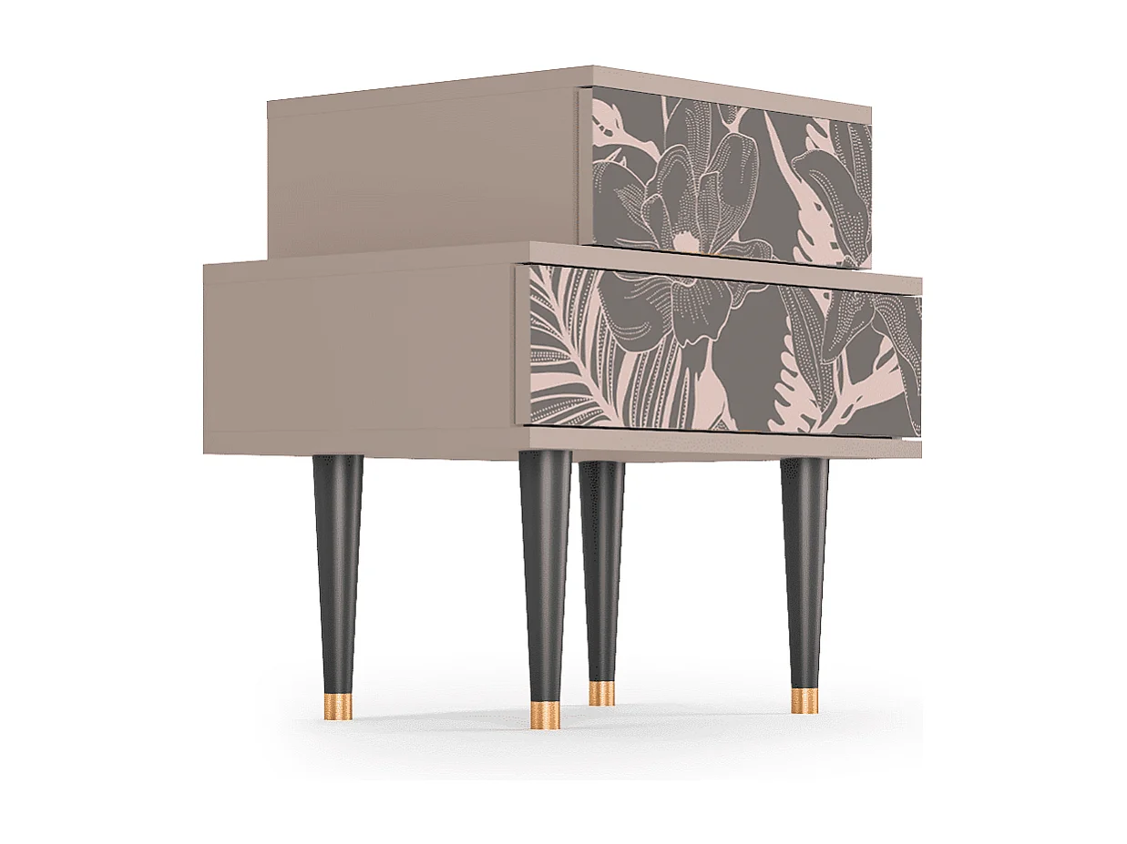 Table de nuit - 58х58х41 cm - NS1 - Issabelline Flower, Latte