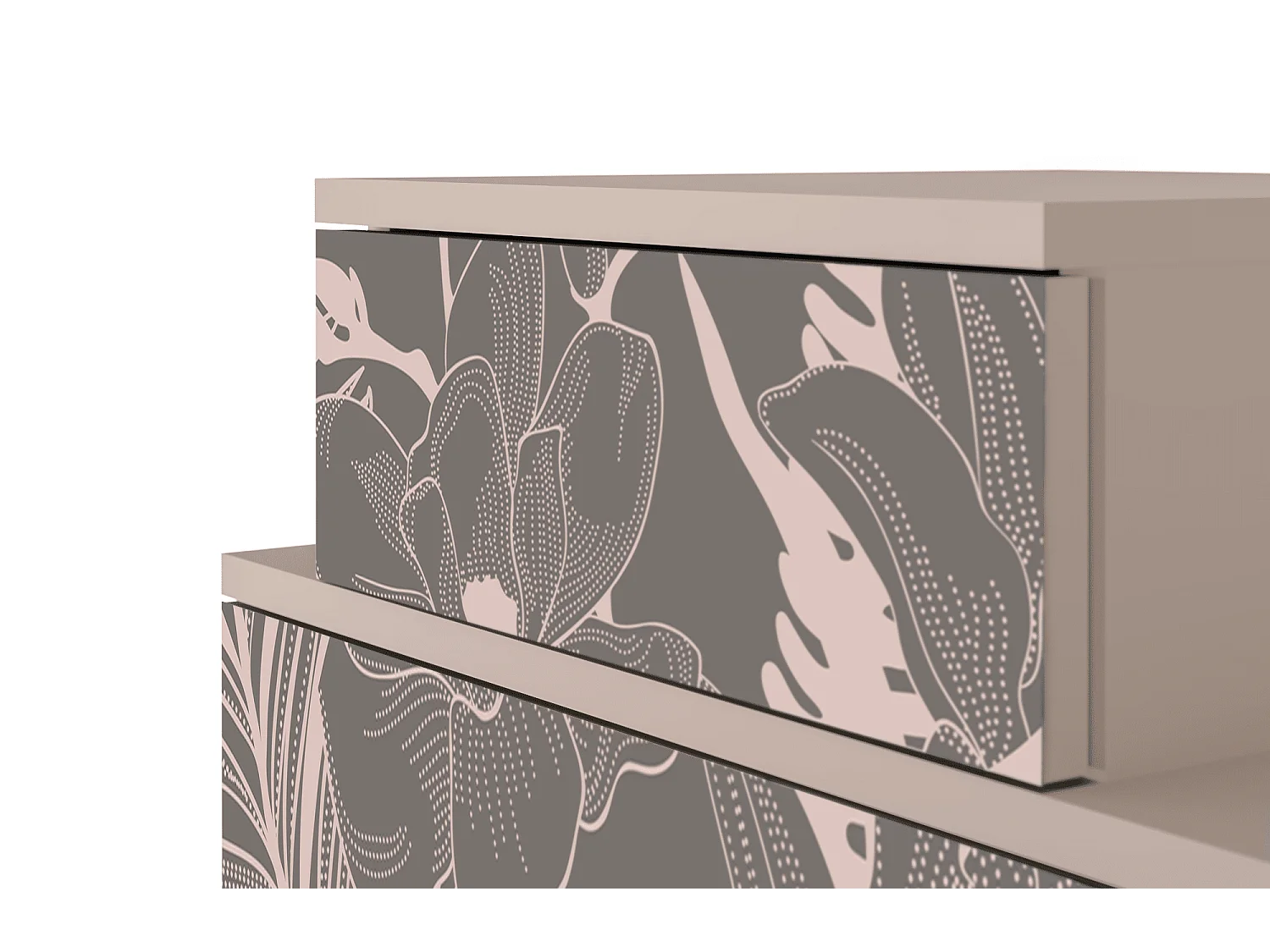 Table de nuit - 58х58х41 cm - NS1 - Issabelline Flower, Latte