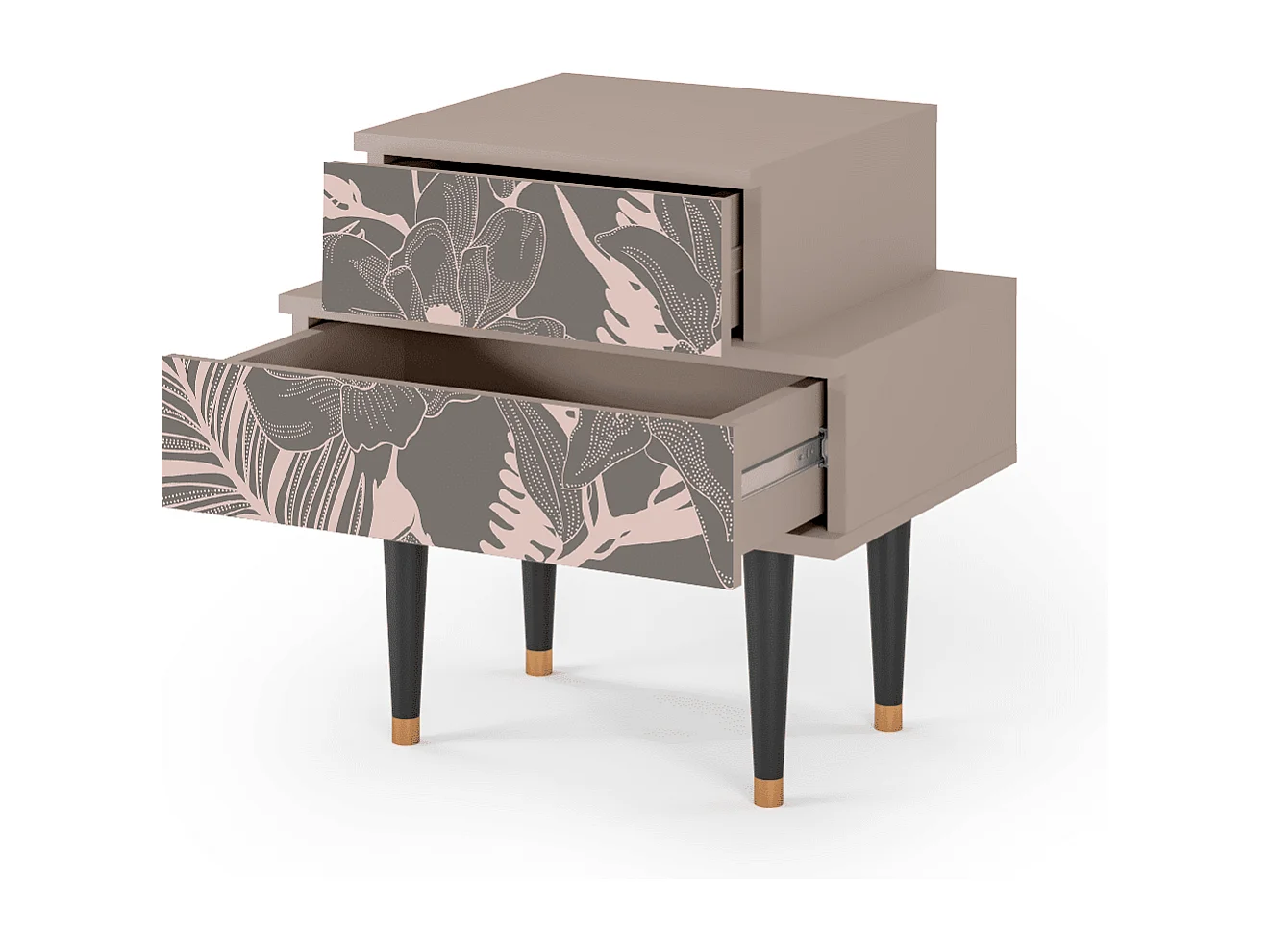 Table de nuit - 58х58х41 cm - NS1 - Issabelline Flower, Latte