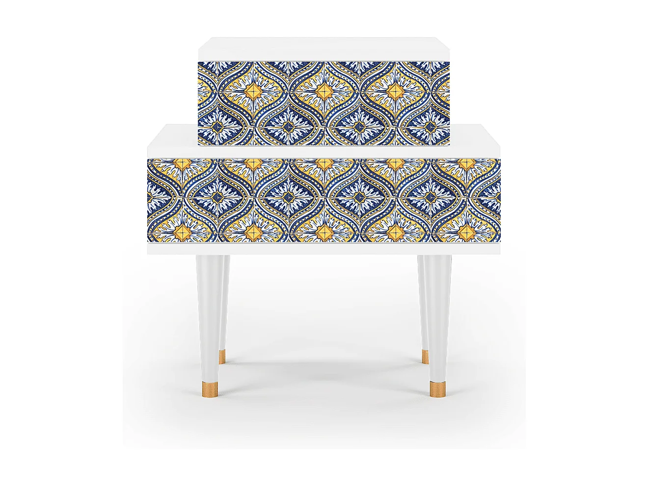 Stolik nocny - 58х58х41 cm - NS1 - Illusory Pattern, Biały