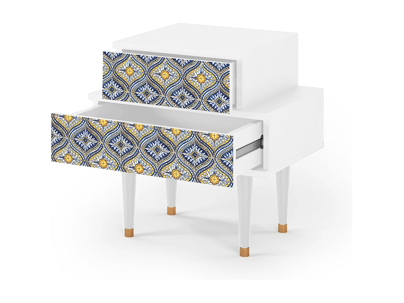 Stolik nocny - 58х58х41 cm - NS1 - Illusory Pattern, Biały