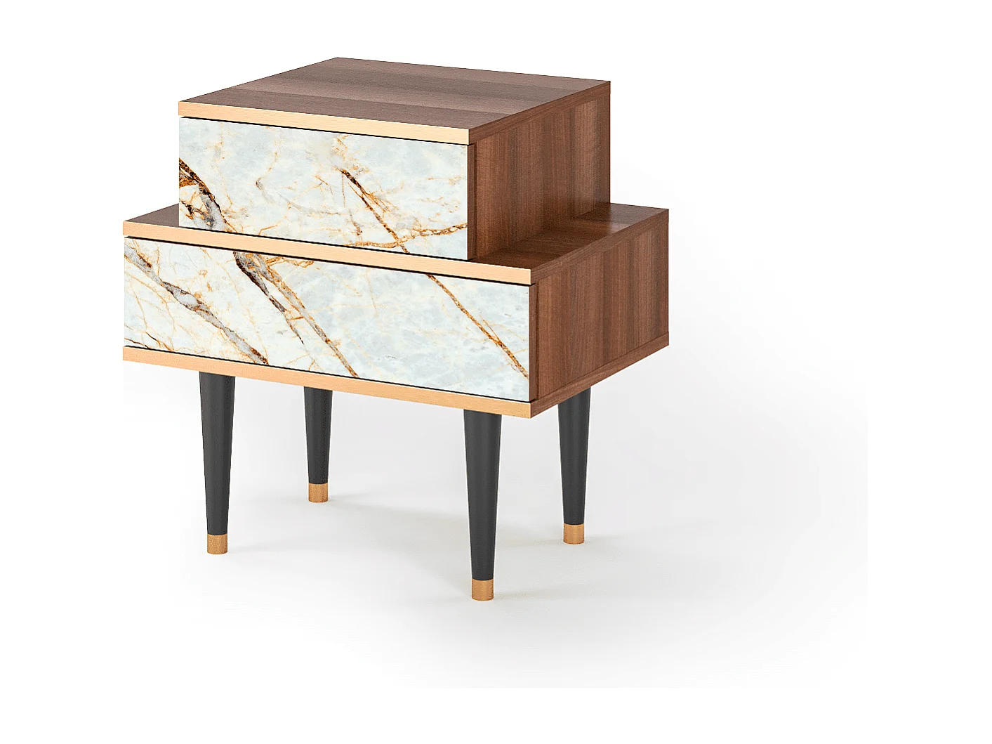 Stolik nocny - 58х58х41 cm - NS1 - Piaskowyy Marble, Orzech