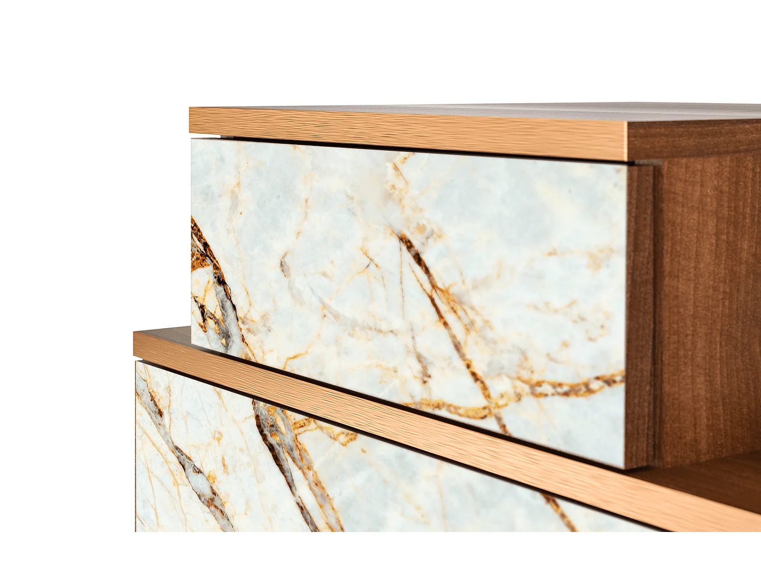 Stolik nocny - 58х58х41 cm - NS1 - Piaskowyy Marble, Orzech