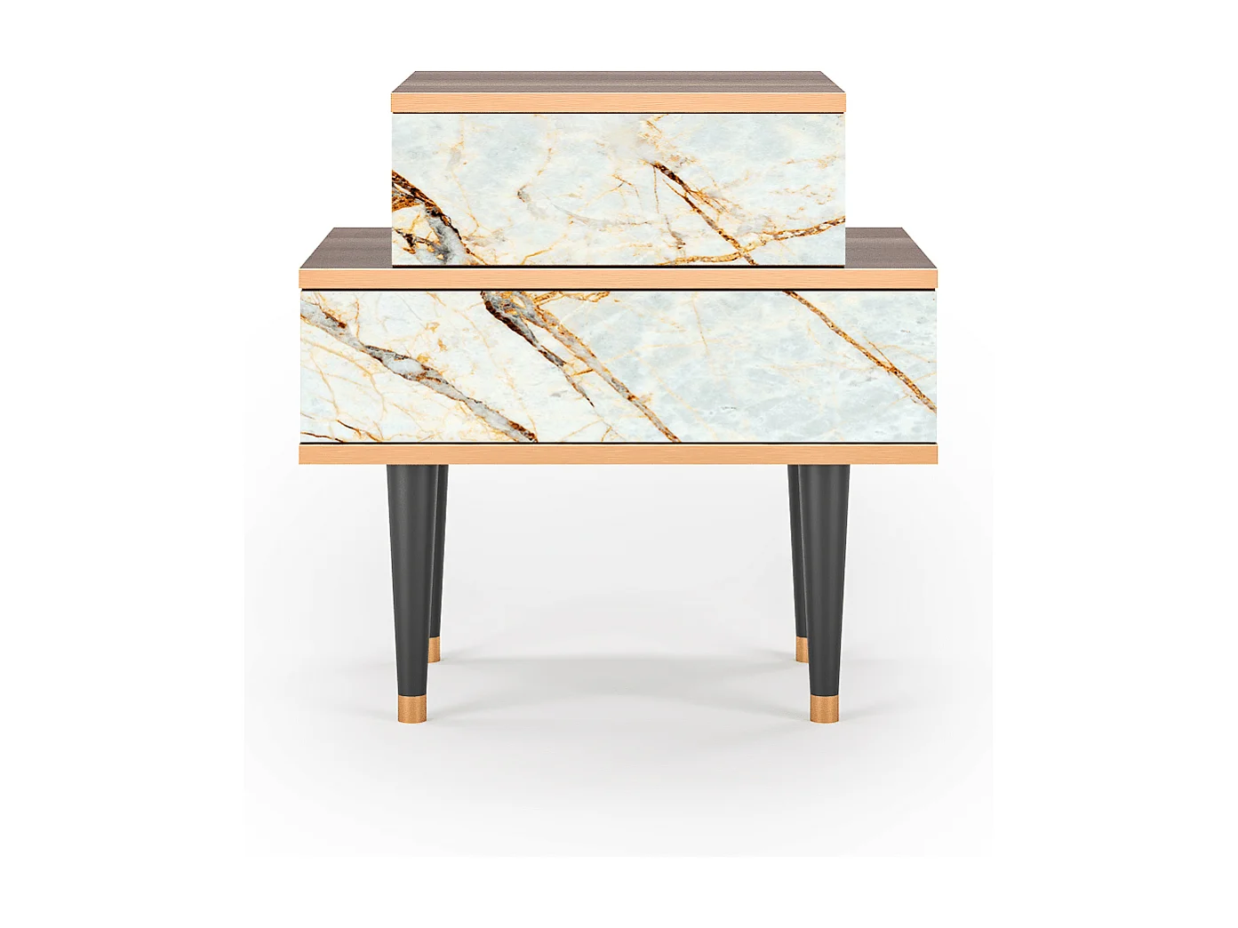 Stolik nocny - 58х58х41 cm - NS1 - Piaskowyy Marble, Orzech