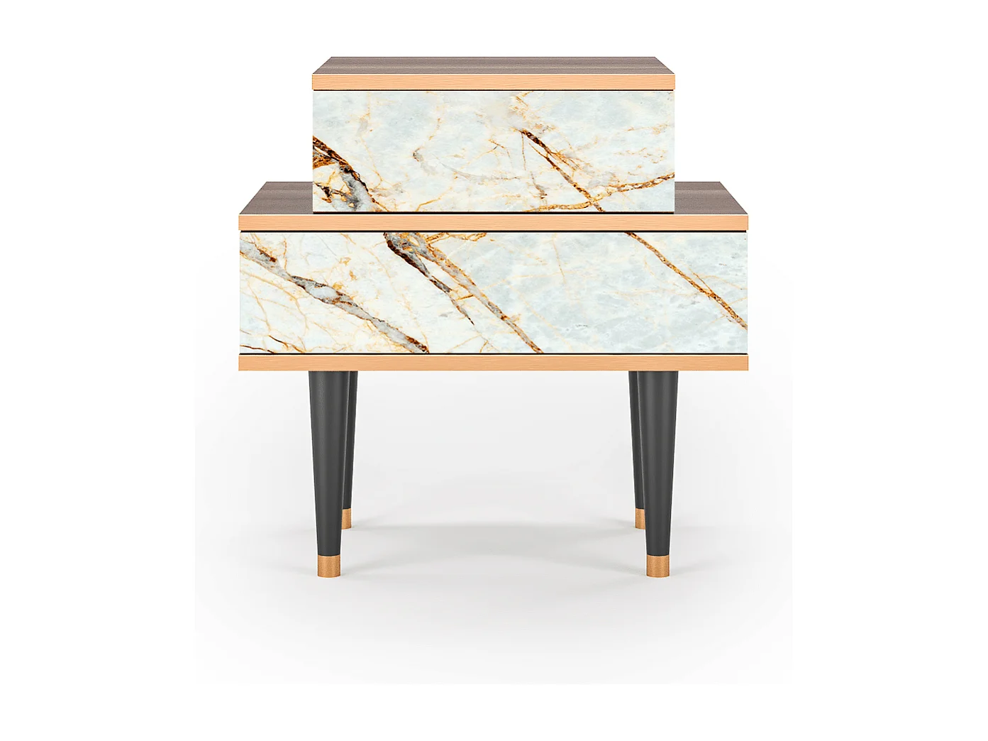 Stolik nocny - 58х58х41 cm - NS1 - Piaskowyy Marble, Orzech