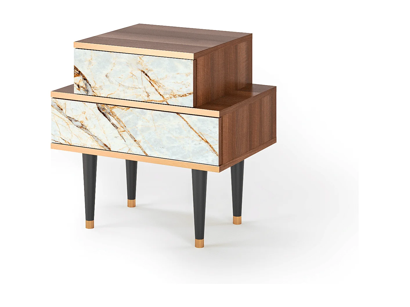 Stolik nocny - 58х58х41 cm - NS1 - Piaskowyy Marble, Orzech