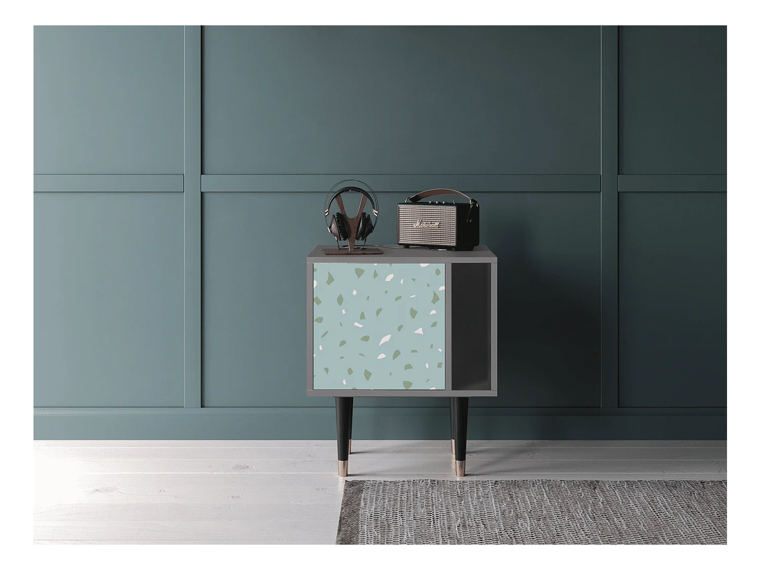 Table de nuit - 57х69х48 cm - S2 - Blue Drops, Gris